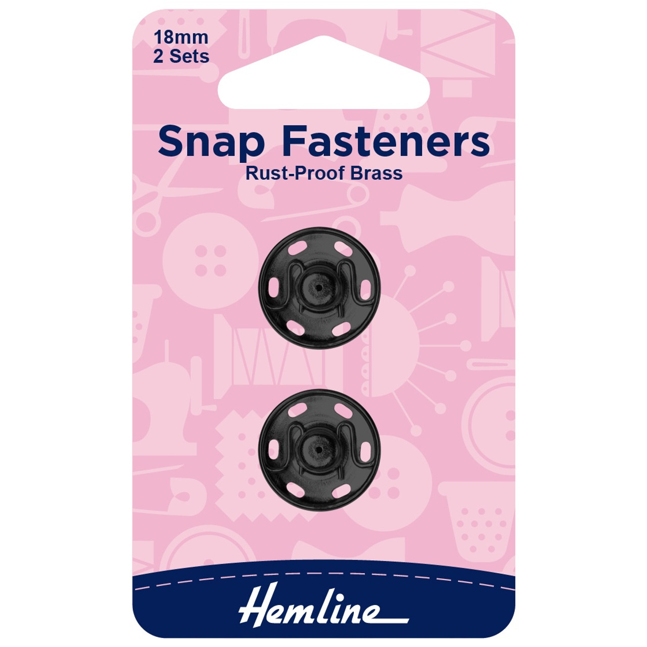 Sew-On Snap Fasteners - Black - 18mm