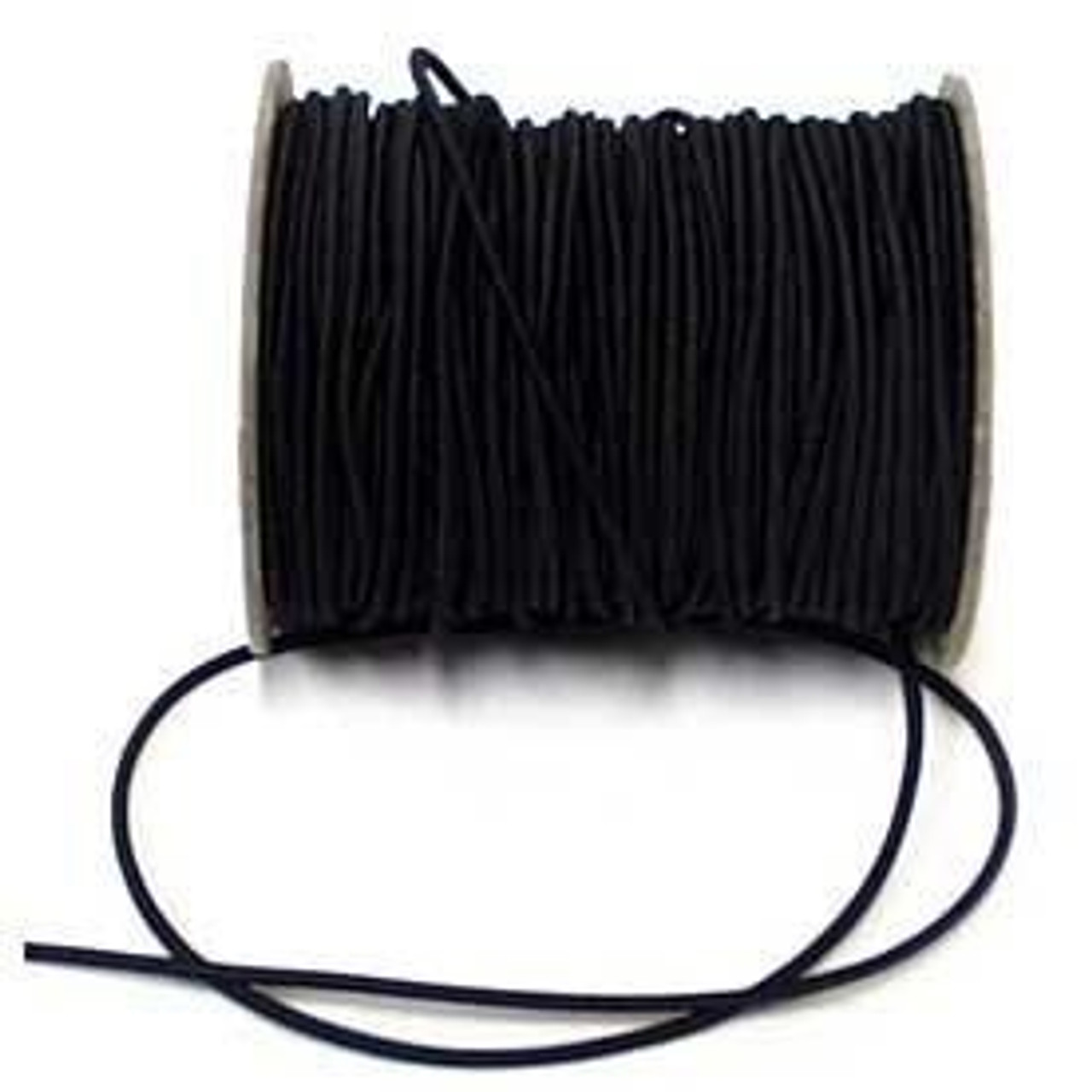 Black Round/Cord Elastic, 2mm wide (Sold Per Metre)