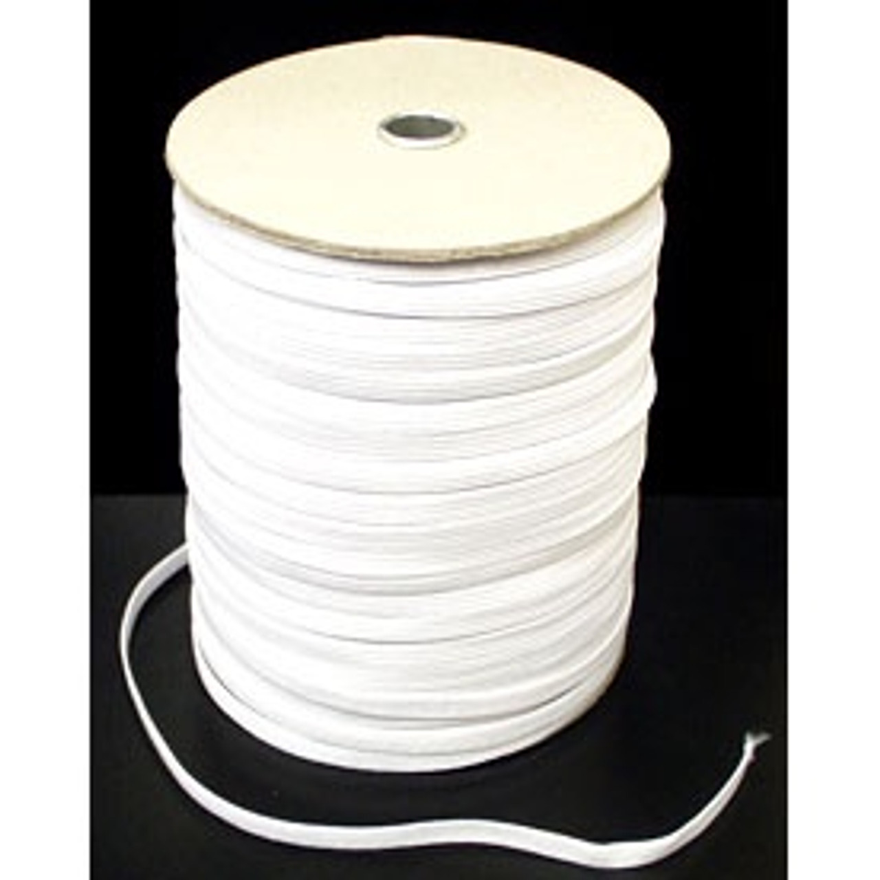 White 8-cord Flat Woven Elastic, 6mm wide (Sold Per Metre)