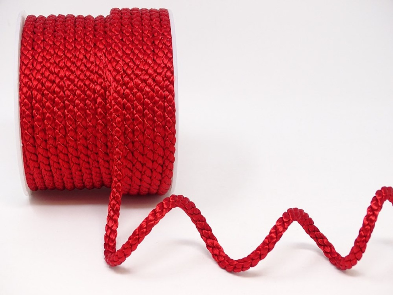 Red Woven Satin Crepe Cord, 6mm wide (Sold Per Metre)