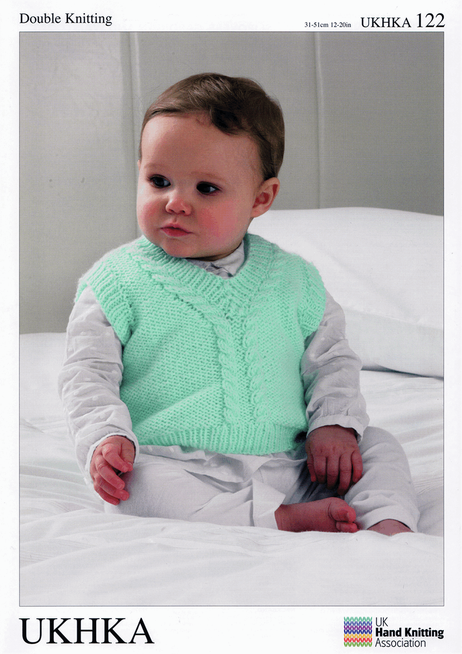 122 Baby Slip Over Waistcoat DK Knitting Pattern Size: 12-20"