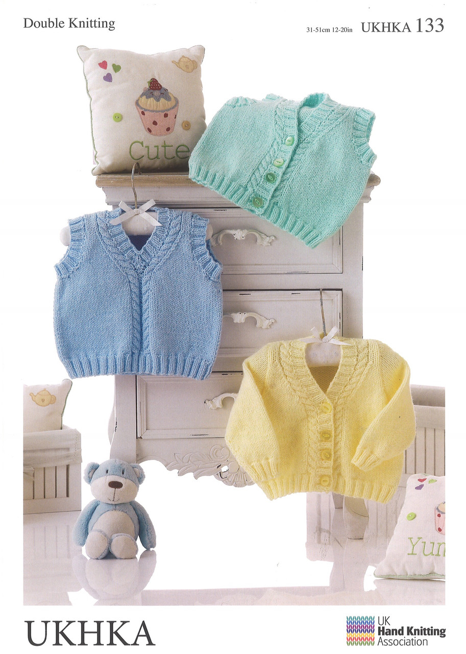 133 Baby Slip Over Waistcoat DK Knitting Pattern Size: 12-20"