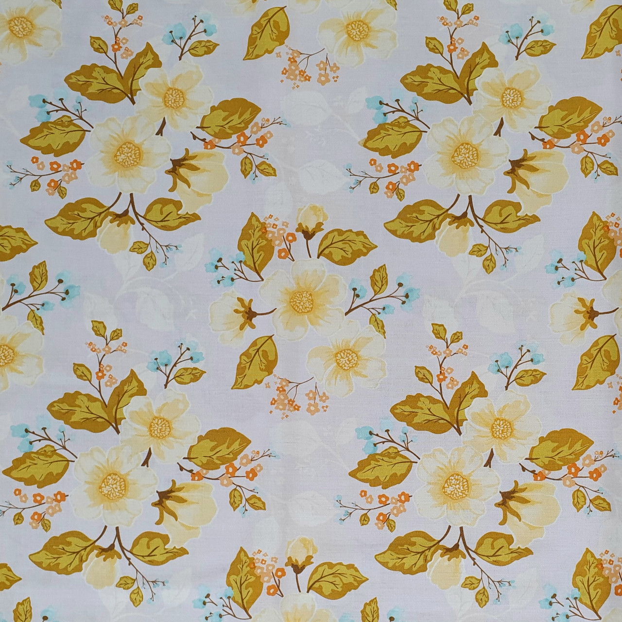 Promenade "Vintage Blue" Floral Cotton Fabric, 112cm/44in wide, Sold Per HALF Metre