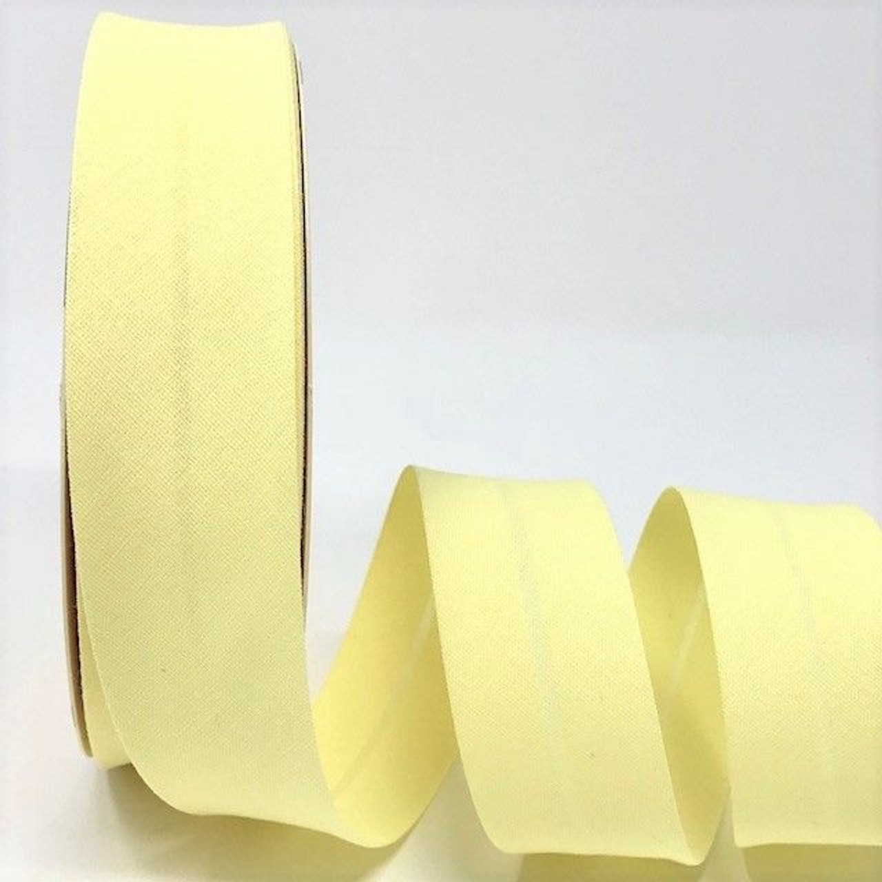 Pale Lemon Polycotton Bias Binding, 30mm wide, Sold Per Metre