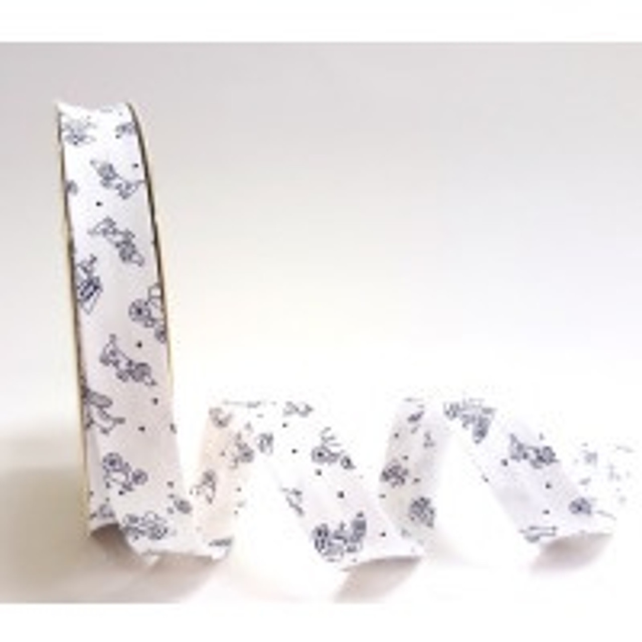 Blue Sketch Print Polycotton Bias Binding, 18mm wide, Sold Per Metre