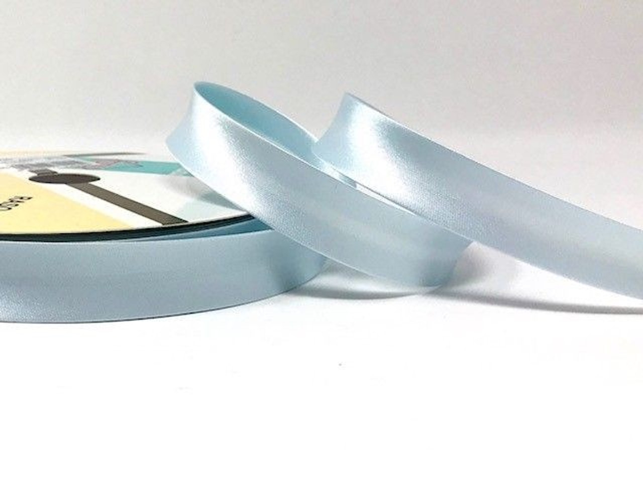 Ice Blue Satin Bias Binding, 18mm wide, Sold Per Metre