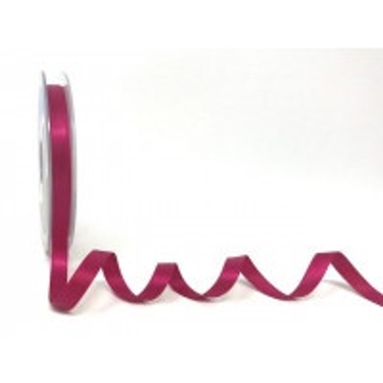 Cerise Satin Ribbon, 8mm wide, Sold Per Metre