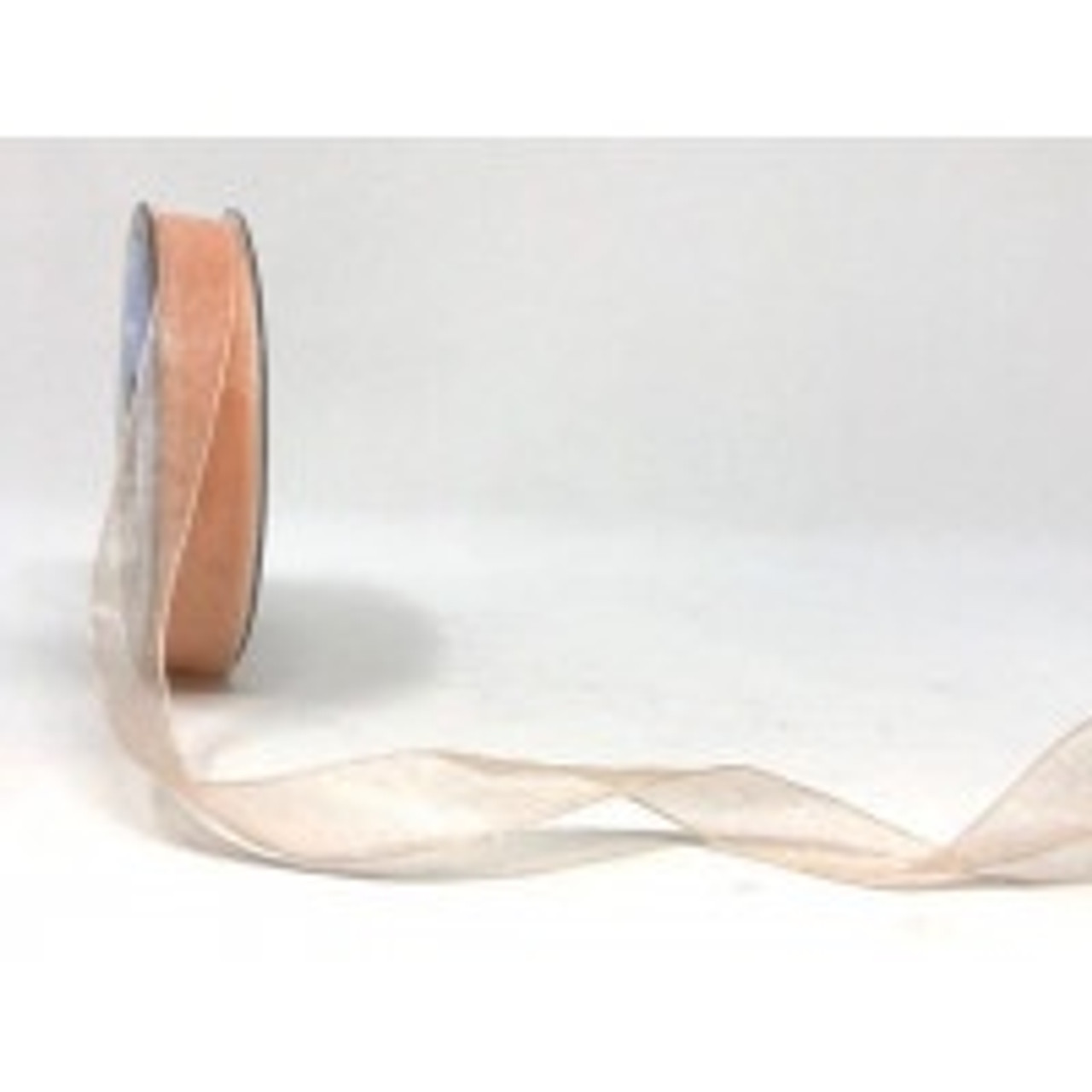 Peach Sheer Organza Ribbon, 15mm wide, Sold Per Metre