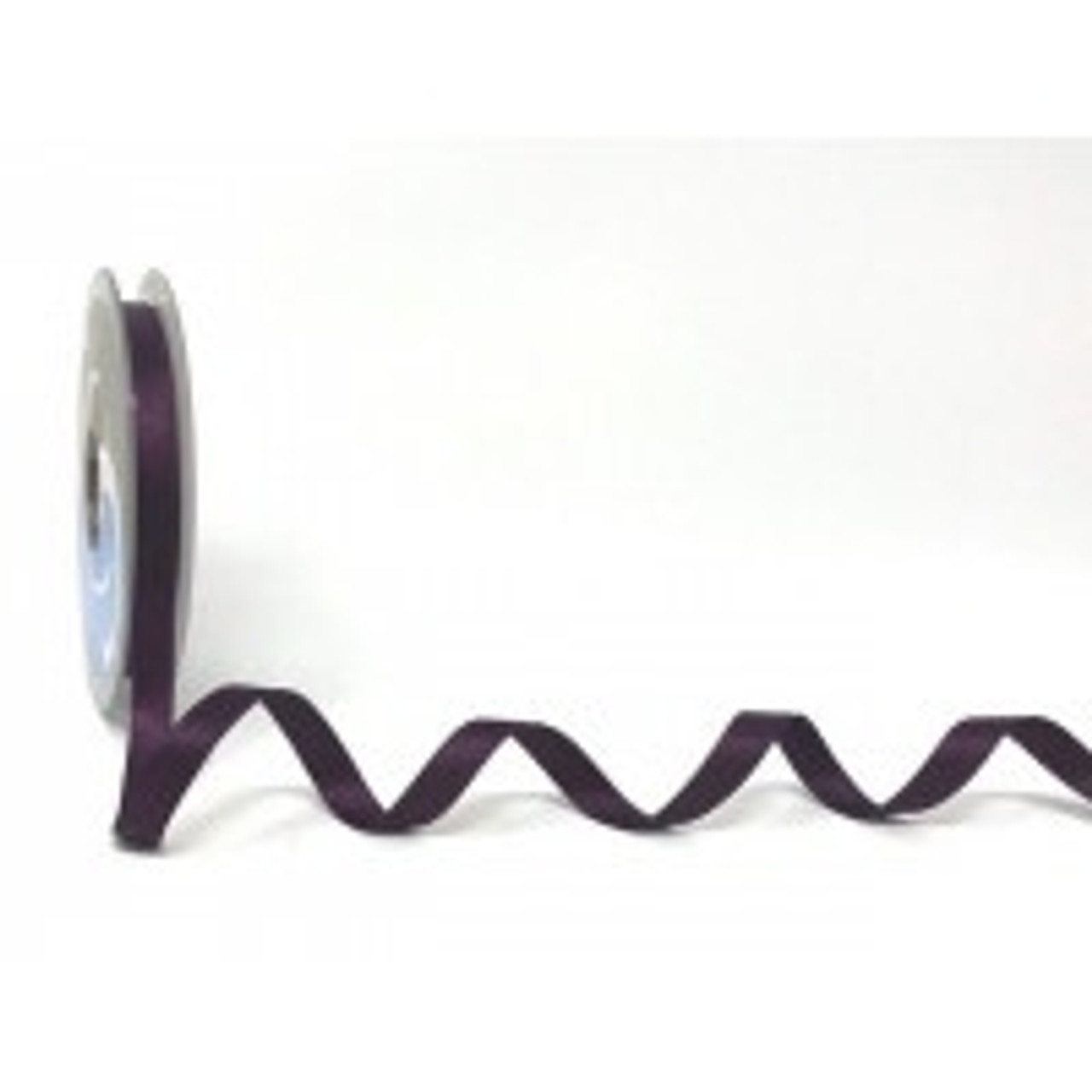 Aubergine Satin Ribbon, 8mm wide, Sold Per Metre