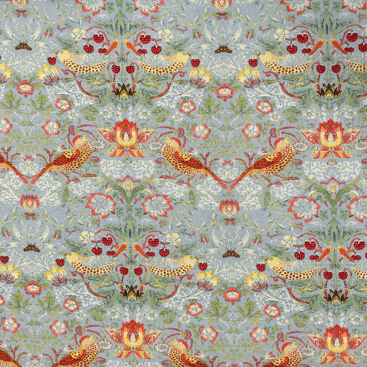 William Morris Strawberry Thief Silver -Cotton Fabric, 112cm/44in wide, Sold Per HALF Metre
