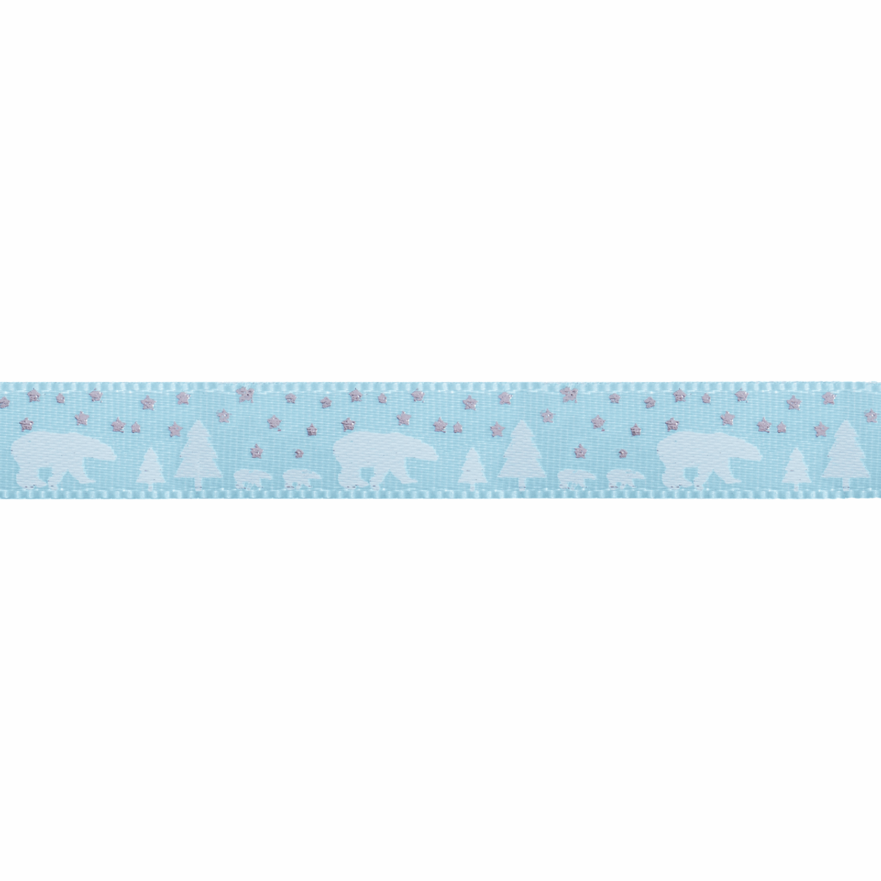 Polar Bear Print on Ice Blue Satin Ribbon, 10mm wide (Sold Per Metre)