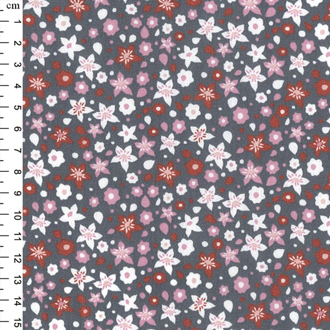 Fuchsia Floral on Grey 100% Cotton Poplin Fabric, 145cm/57in wide, Sold Per HALF Metre