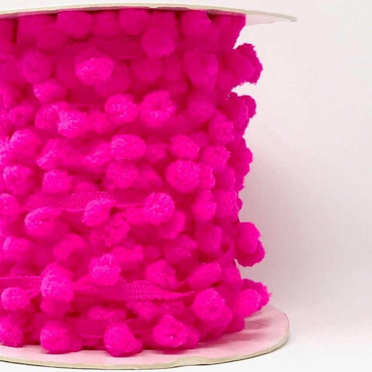 Shocking Pink Small Pom Pom Trim, Sold Per Metre