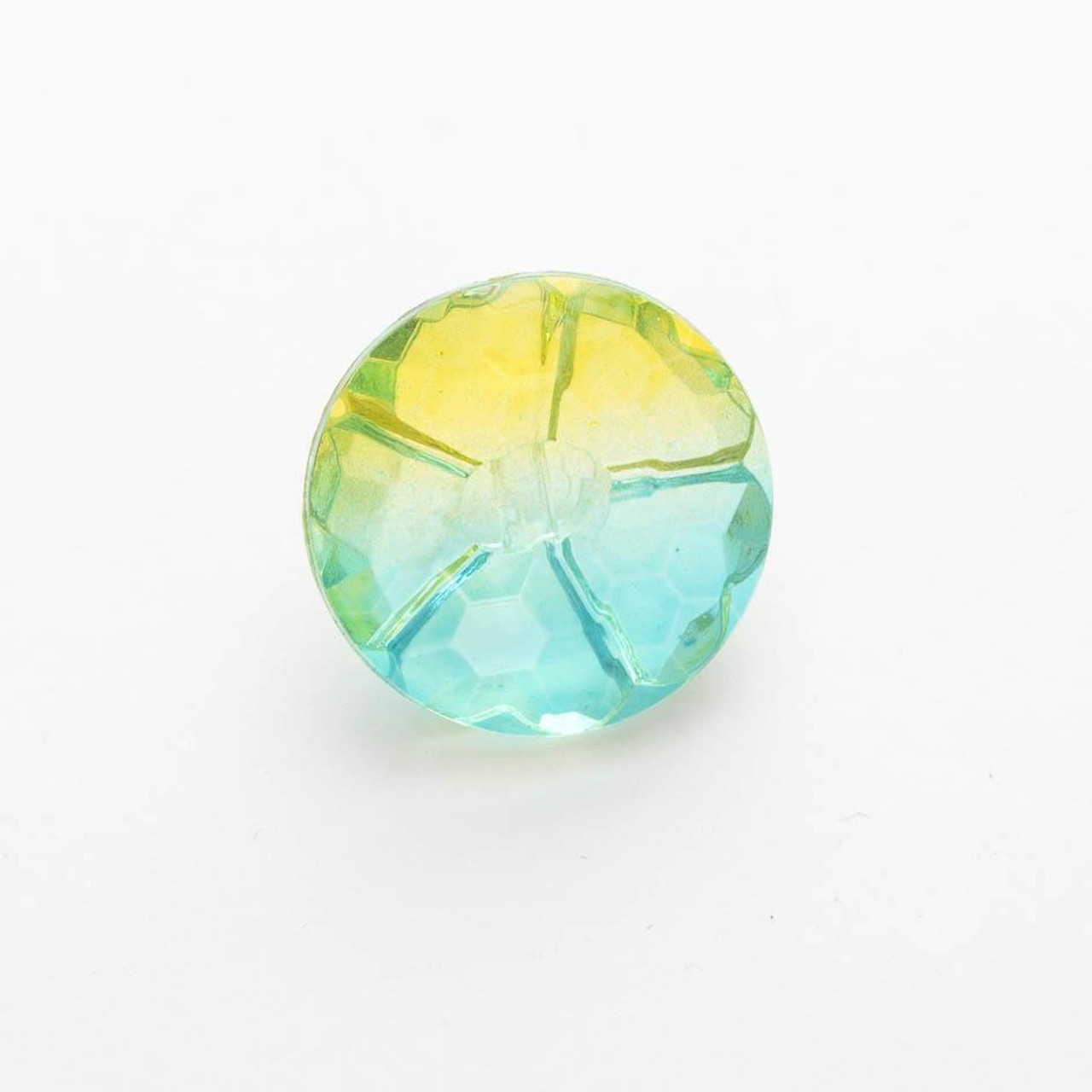 Turquoise & Lime Ombre Rainbow Faceted Buttons, 15mm Diameter, Sold Individually