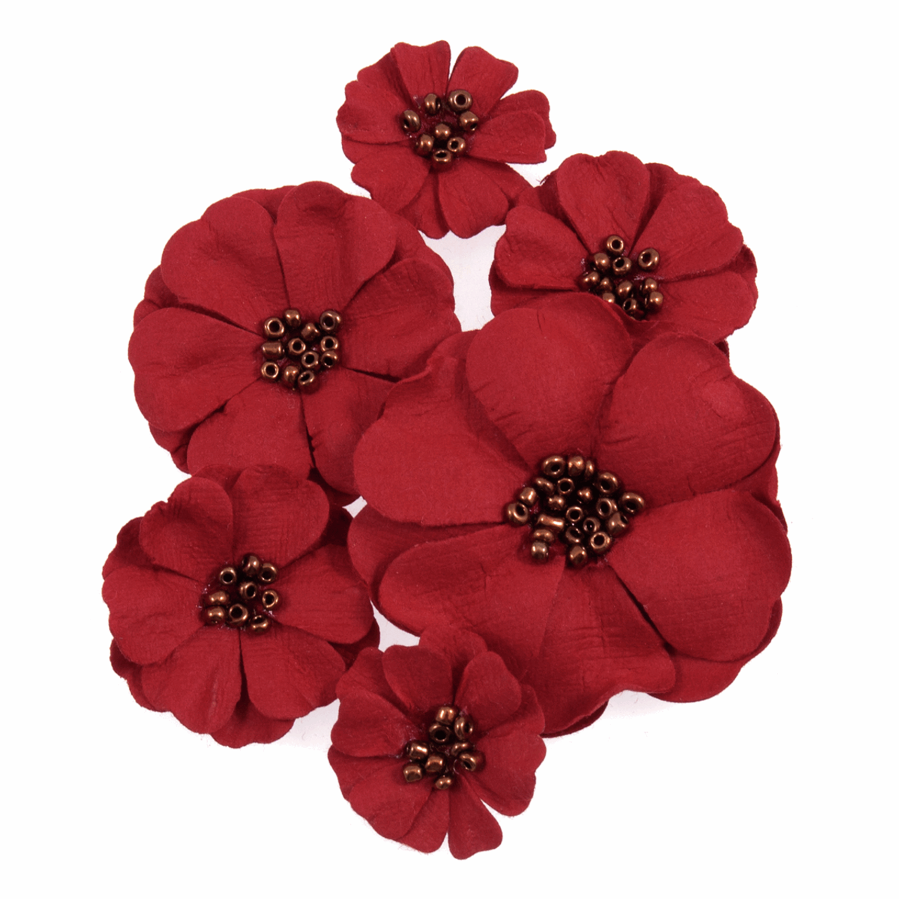 Red Poppy Paper Craft Embellishments (6pc)