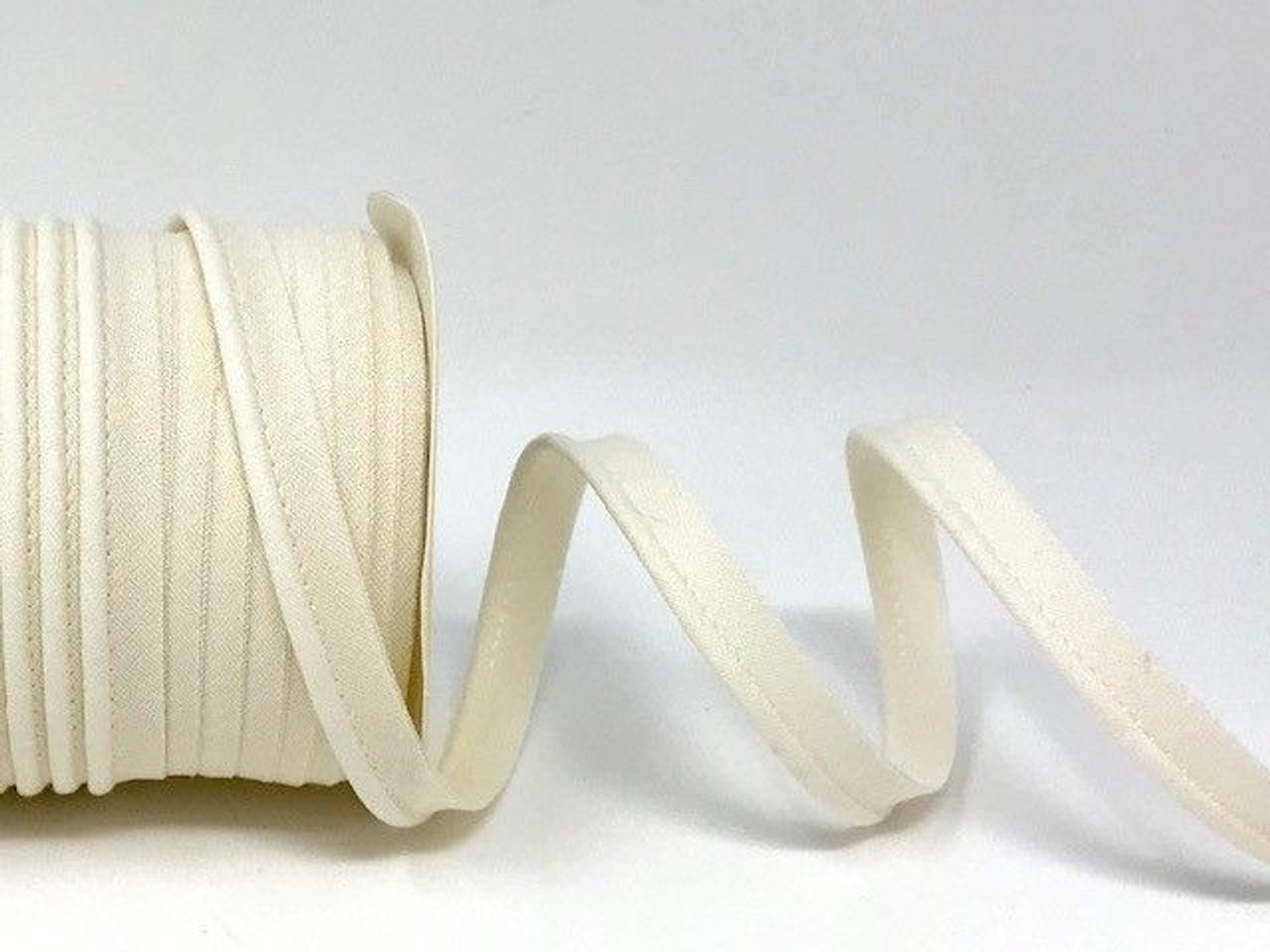 Ivory Polycotton Piping, 10mm wide, Sold Per Metre