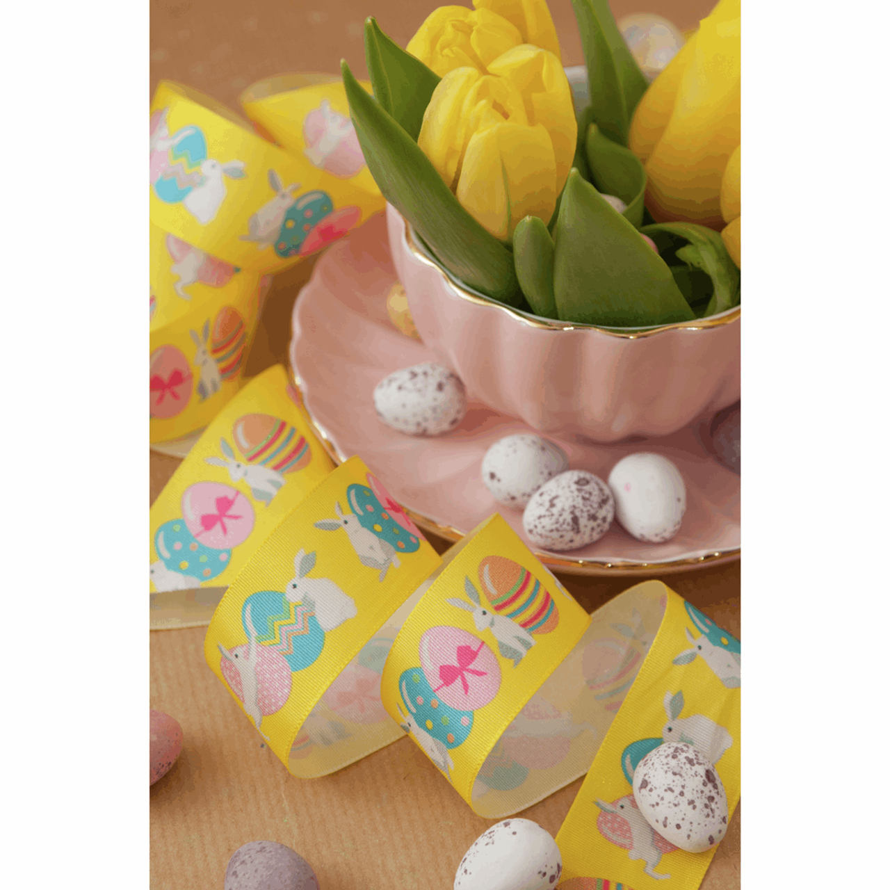 Easter Bunny Ribbon, 25mm wide, Sold Per Metre