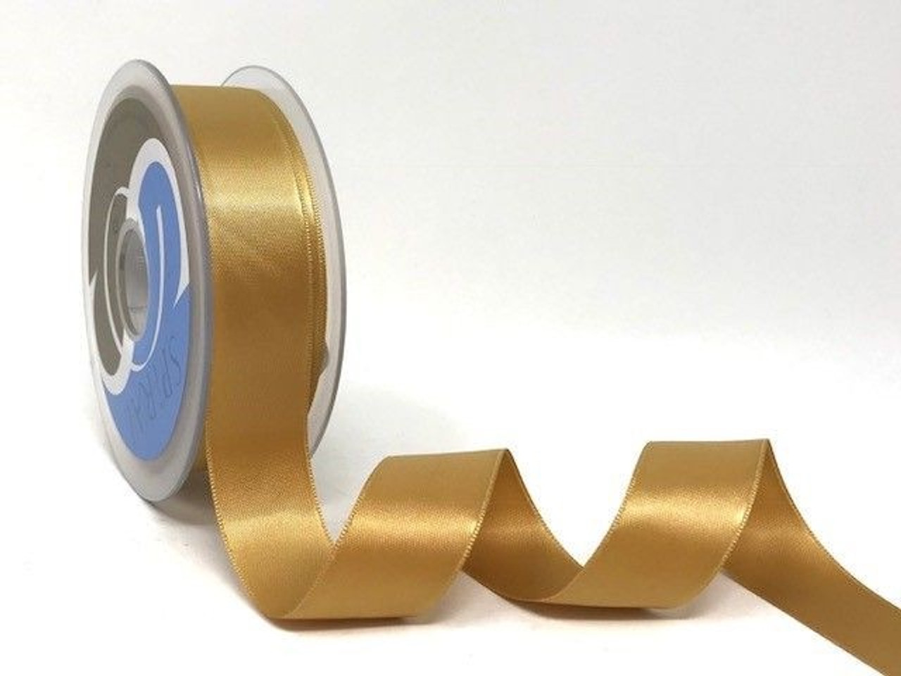 Antique Gold Satin Ribbon, 25mm wide, Sold Per Metre
