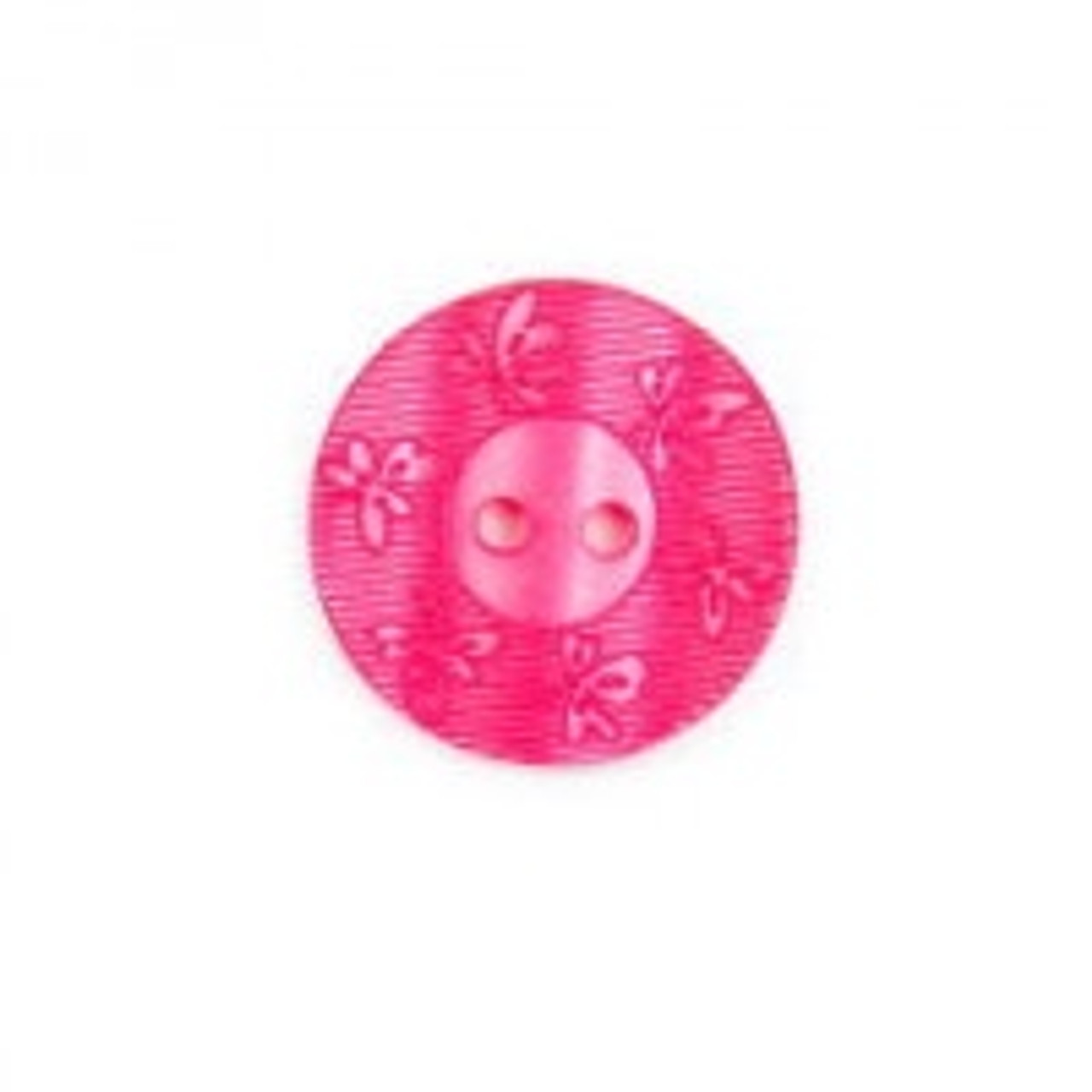 Deep Pink Leaf Print Button -  2 Hole- 18mm ( Sold Individual)