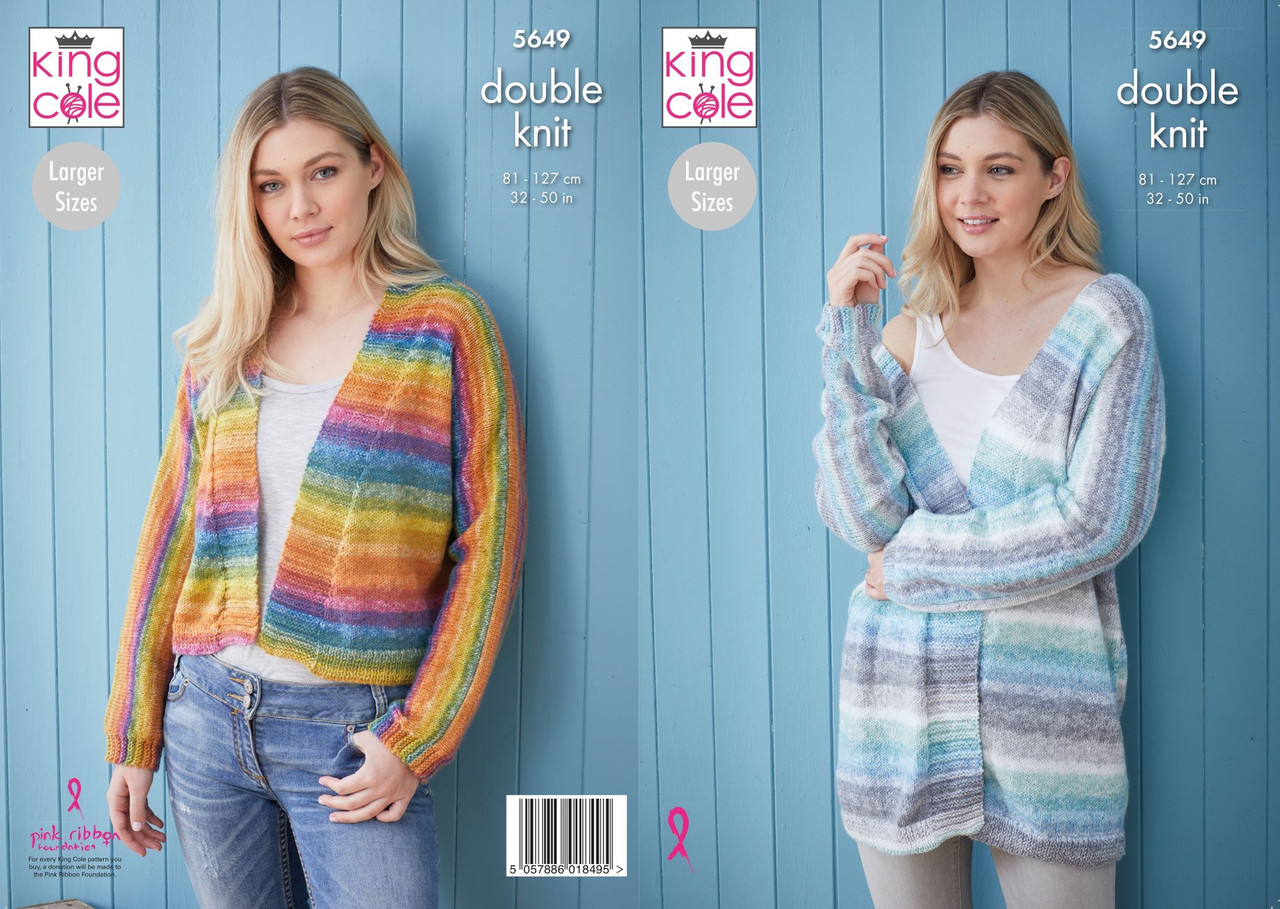 5649 - Ladies Cardigans knitted in Bramble DK - 81-127cm/32-50in