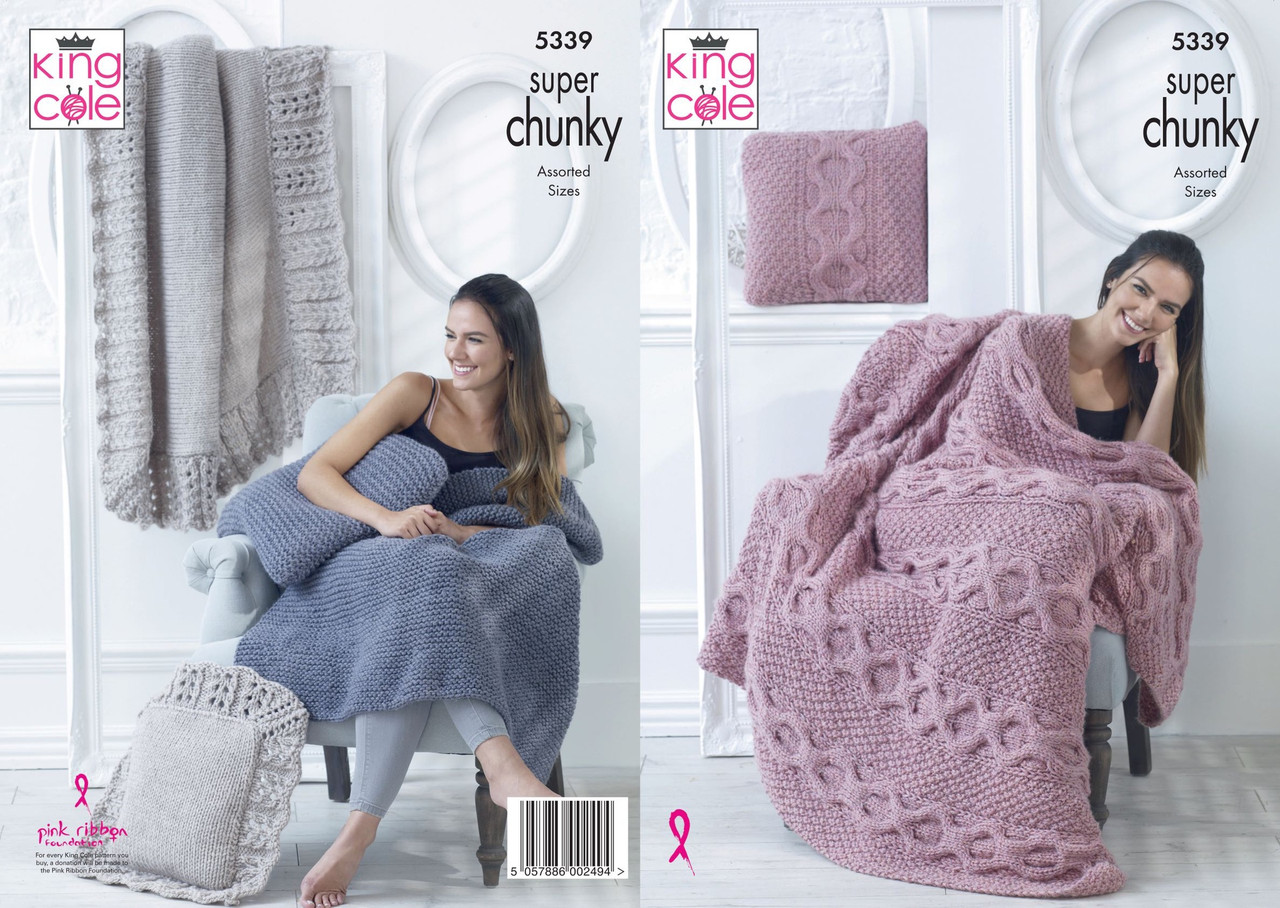 5339-Blankets & Cushions Knitted in Big Value Super Chunky - Assorted Sizes