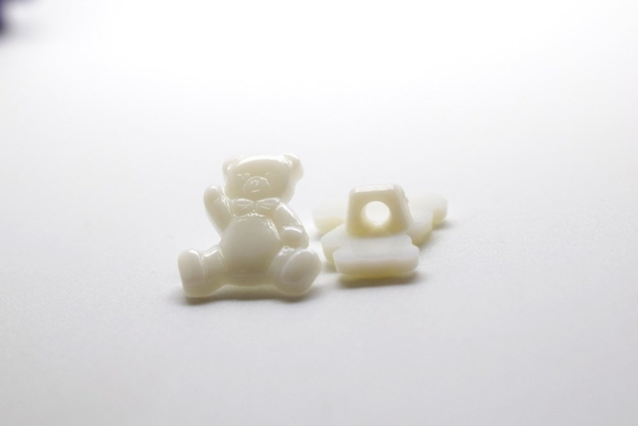 White Teddy Shank Button - 15mm - sold individual