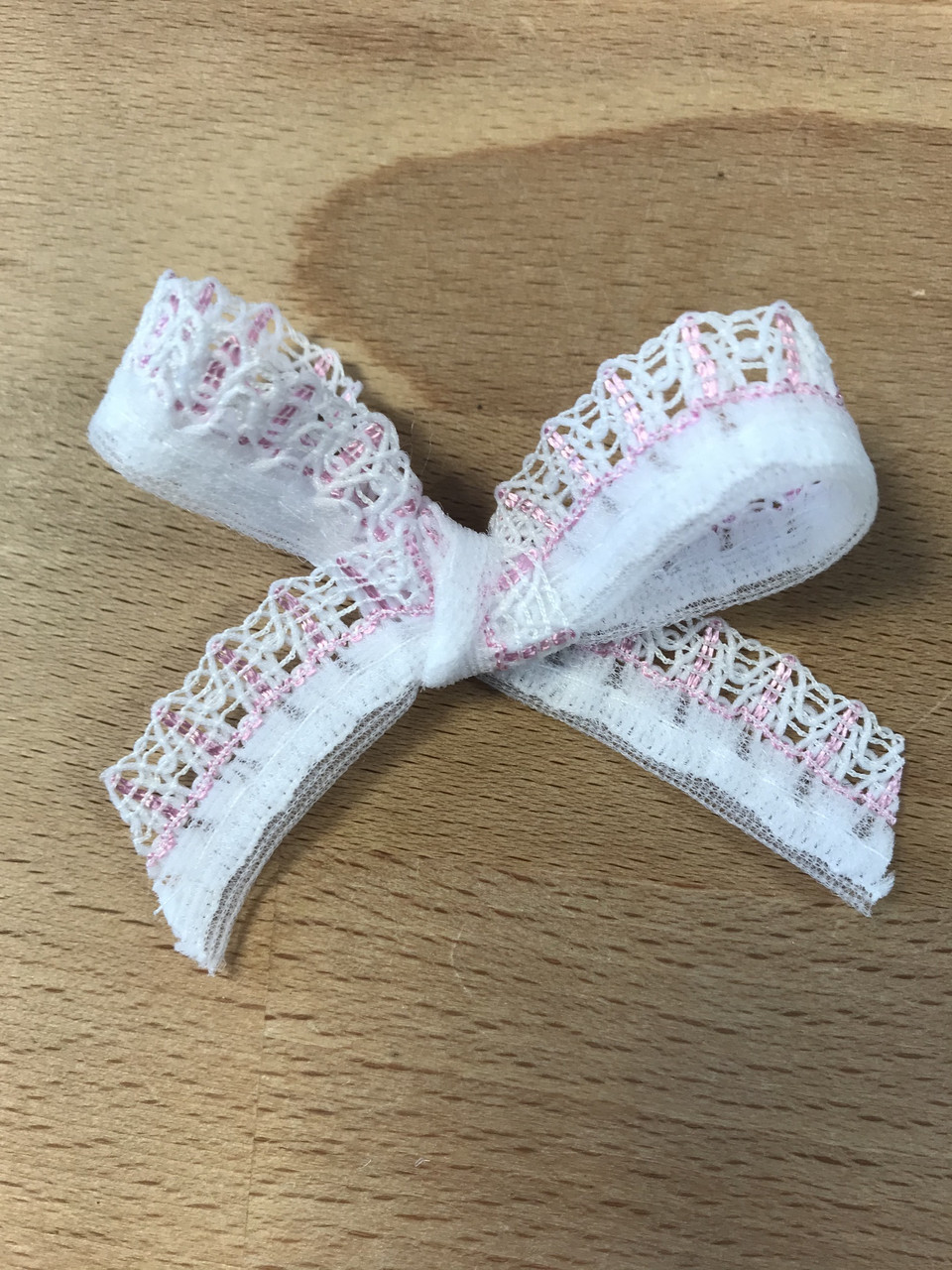 White & Pink Nylon Trim lace - 15mm Width ( Sold By The Metre)