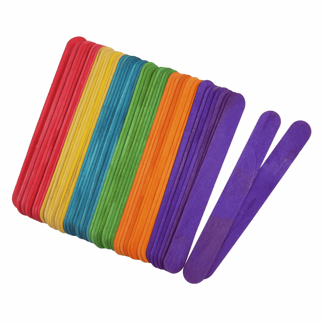 Lollypop Sticks - Wooden Large (150 x 18 x 1.6mm) Multi Coloured  Pack of 50