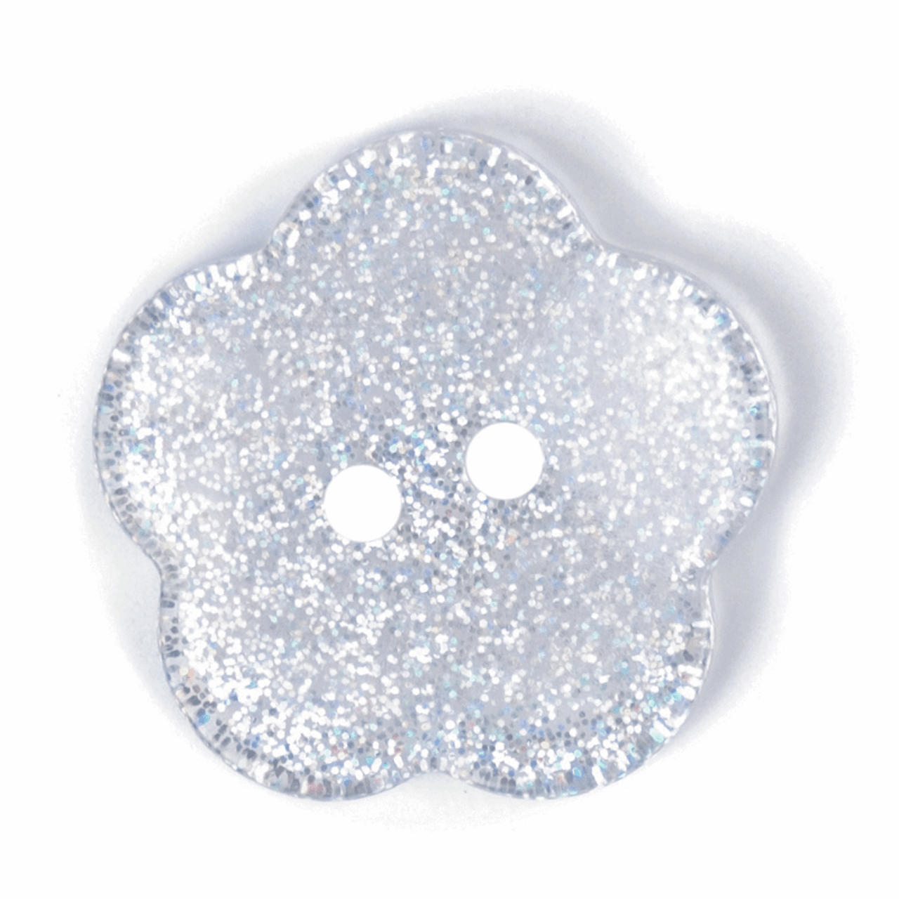 Clear Sparkle Flower Button, 24mm Diameter, Sold Individually