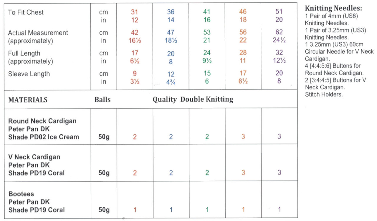 Peter Pan- Double Knitting, Cardigans & Bootees -P007( Intermediate Knit)