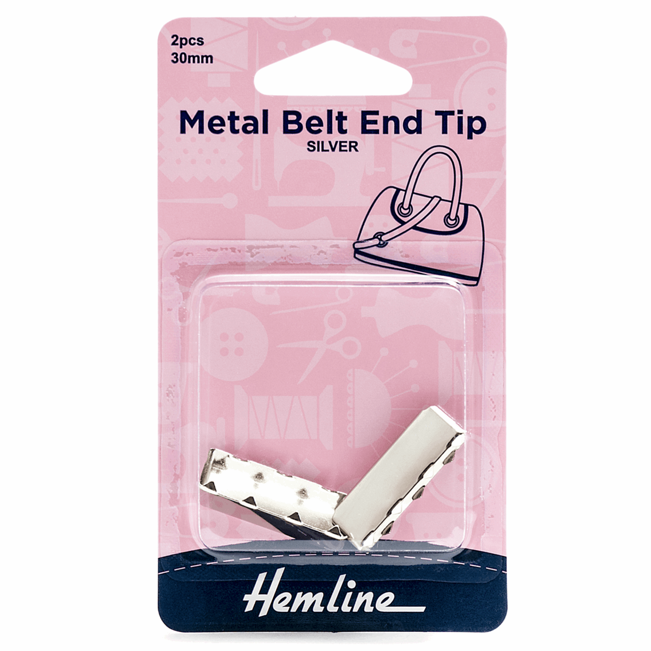 Metal Belt-End Tips: 30mm: Silver: 2 Pieces 