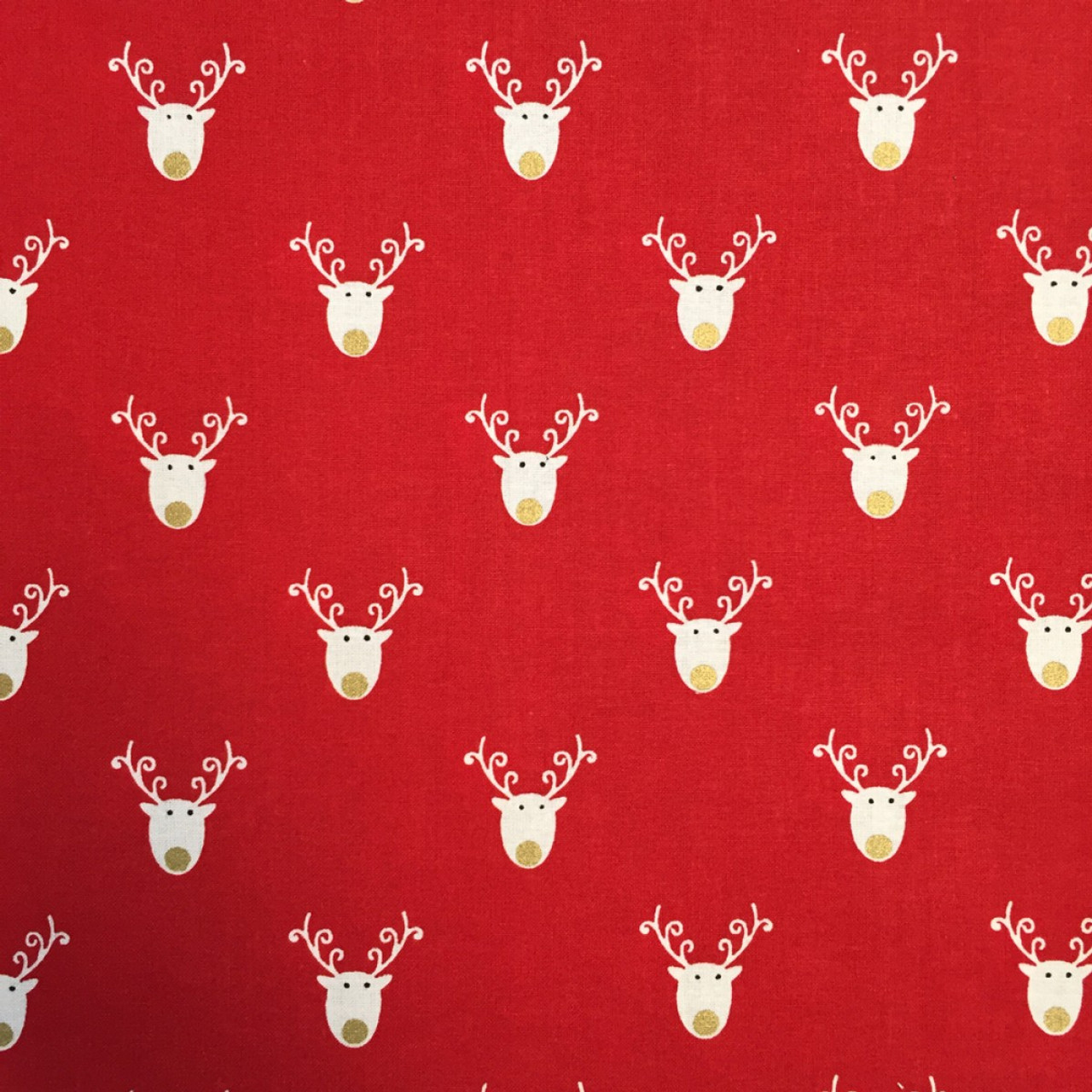 Reindeer Face Red ( 100% Cotton)  -140cm/55in wide, Sold Per HALF Metre