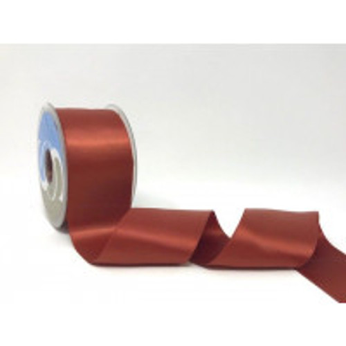 Rust Satin Ribbon, 50mm wide, Sold Per Metre
