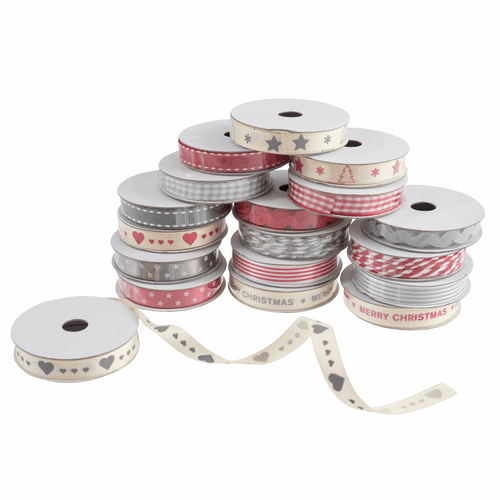 Ribbon and Trim Bag - Assorted Scandi Christmas Designs: 18 Pieces Ribbon and Trim Bag - Assorted Scandi Christmas Designs: 18 Pieces