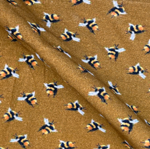 Bumblebee Print on Mustard Cotton Jersey Fabric, 150cm/59in wide, Sold Per HALF Metre Bumblebee Print on Mustard Cotton Jersey Fabric, 150cm/59in wide, Sold Per HALF Metre