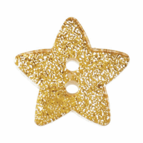 Star Glitter Button - 18mm in Glitter Gold ( Sold Individually)