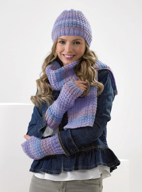 JB591 - Ladies Hat, Cowl, Scarf, Fingerless Gloves & Wrist Warmers Pattern