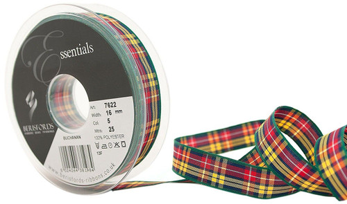 Buchanan Tartan Ribbon - 16mm ( Sold by the Metre)