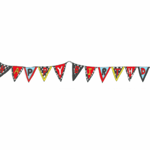 Birthday Bunting Ribbon - 25mm Grosgrain ( Sold by the metre)