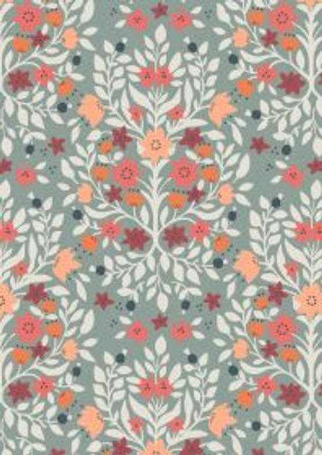Folk floral damask- By Lewis & Irene - 45/112cm Width ( Sold per Half Metre)