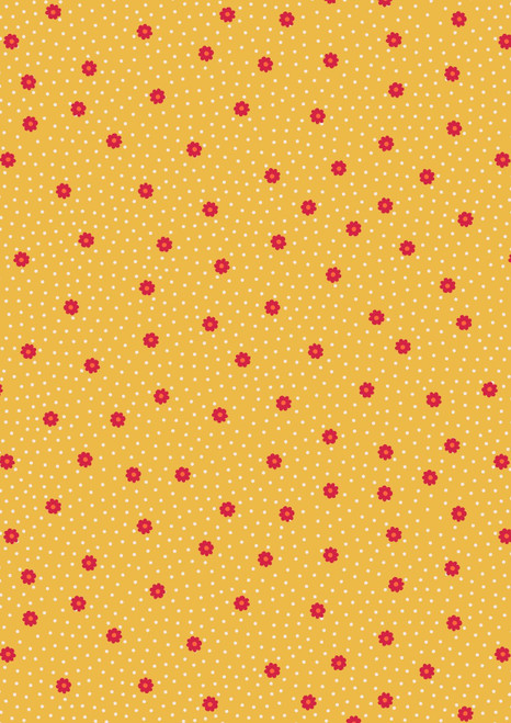 Little Matryoshka  - Daisy dot on joyful yellow - By Lewis & Irene - 45/112cm Width ( Sold per Half Metre)