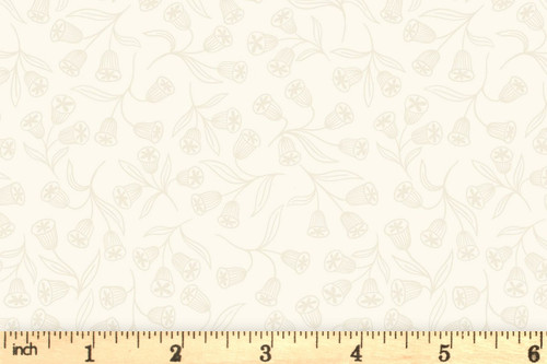 Lewis and Irene - Tiny Tonals - Bell Flowers - Dark Cream   100% Cotton - 44/5" -112cm width ( Sold per half metre)