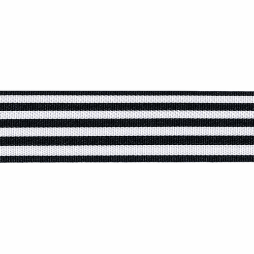 Navy & White Stripe Ribbon, 25mm wide, Sold Per Metre