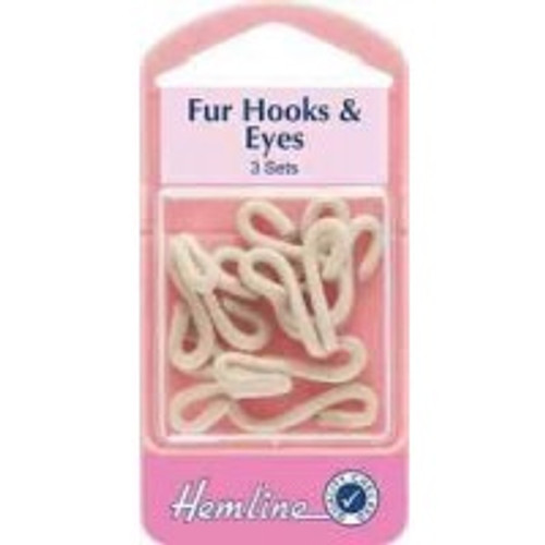 Fur Hooks & Eyes - Beige - Large, Size 3