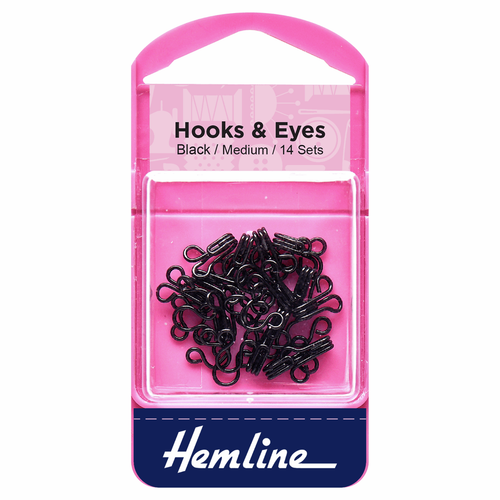 Hooks & Eyes - Black - Medium, Size 2