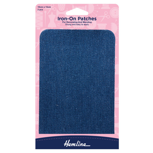 Mid Denim Iron-on Fabric Repair Patches, 10cm x 15cm (2pc)