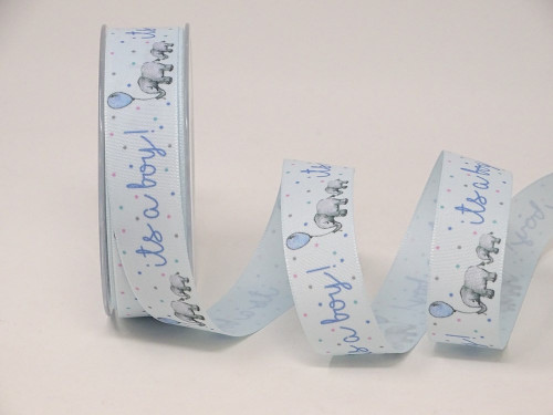 It's a Boy Blue Ribbon, 25mm wide (Sold Per Metre) It's a Boy Blue Ribbon, 25mm wide (Sold Per Metre)