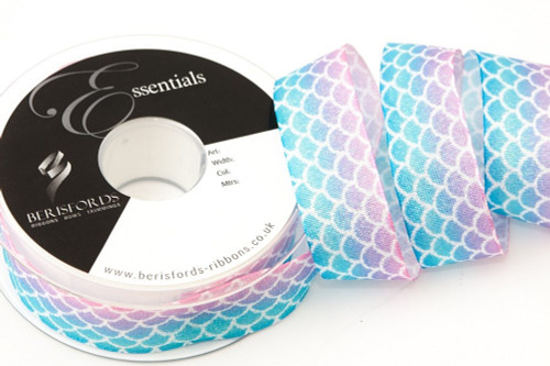 Purple to Blue Ombre Mermaid Sparkle Ribbon, 25mm wide (Sold Per Metre)