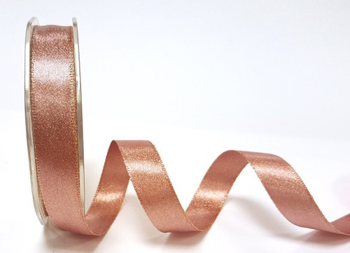 Rose Gold/Copper Metallic Sparkle Satin Ribbon, 15mm wide (Sold Per Metre)