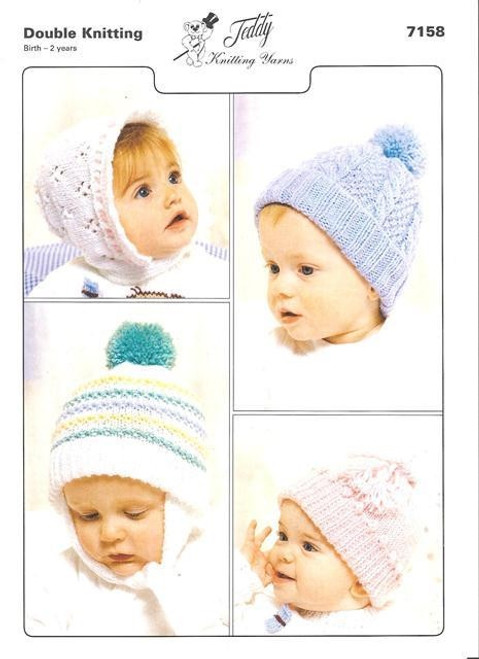 7158 Baby Hat DK Knitting Pattern